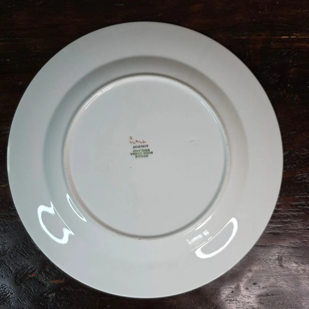 Spode Bone China Bowpot Salad Plate 8 Inch Black Gold Chinoiserie England Y7671